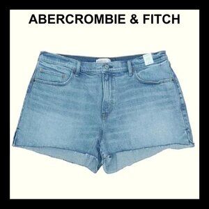 NWT ABERCROMBIE & FITCH medium wash high rise denim mom shorts